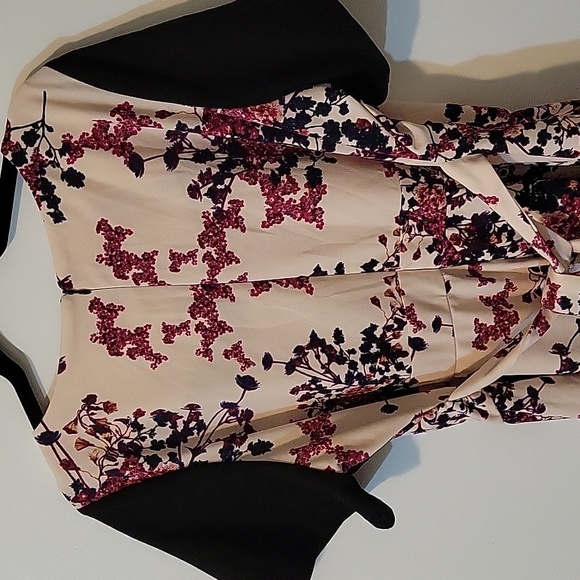 Lane Bryant Floral Black and Pink Fit and Flare Midi Dress - Picture 6 of 9